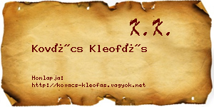 Kovács Kleofás névjegykártya